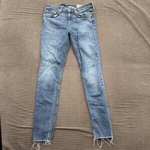 Rag & Bone Jeans Womens 27 Blue Cate Mid-Rise Skinny Juni Raw Hem Stretch Denim
